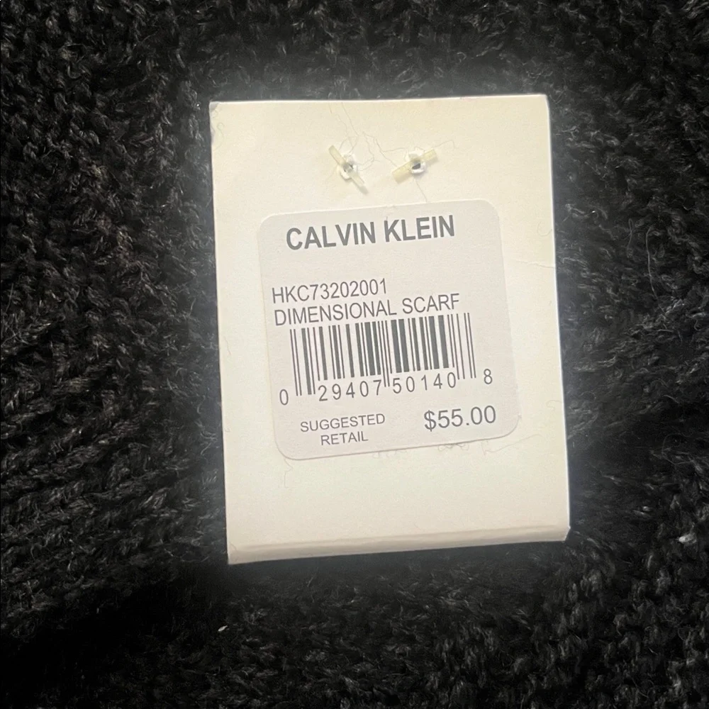 Calvin Klein Mens Black Knit Textured Fall Rectangle Scarf One Size